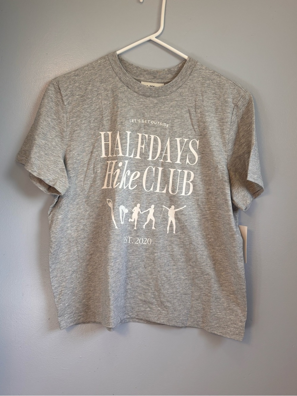 Halfdays Hike Club Graphic T-Shirt - Heather Grey - Sz XS. NWT